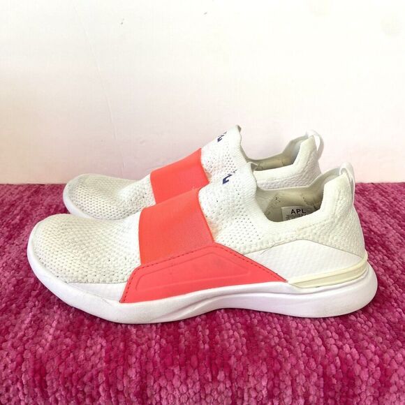 APL Techloom Bliss Running Athletic Shoes White/Cream/Neon Coral Orange 6.5 - Picture 4 of 11